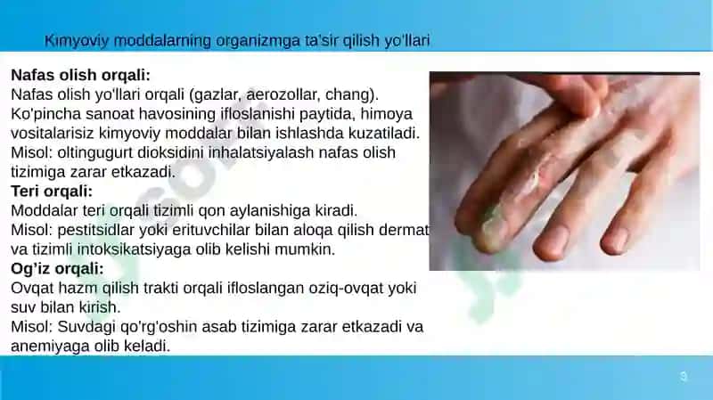 Zaharli kimyoviy moddalar ta'rifi va tasnifi 3