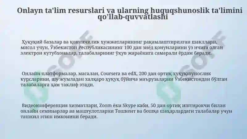 Huquq fanlarini o'qitishda kompyuter texnalogiyalaridan foydalanish 3
