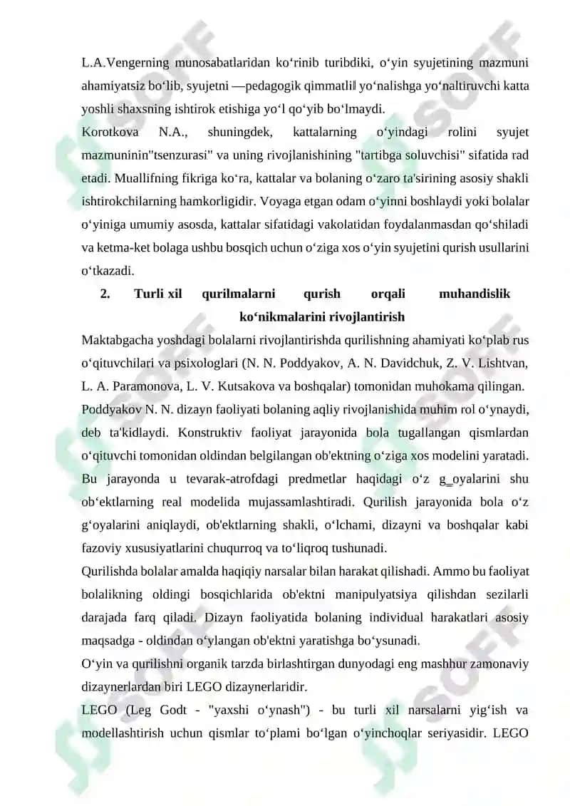 Maktabgacha ta’limda LEGO qurilish, konstruksiyalashga o‘rgatishda STEAM ta’lim texnologiyasidan foydalanish 3
