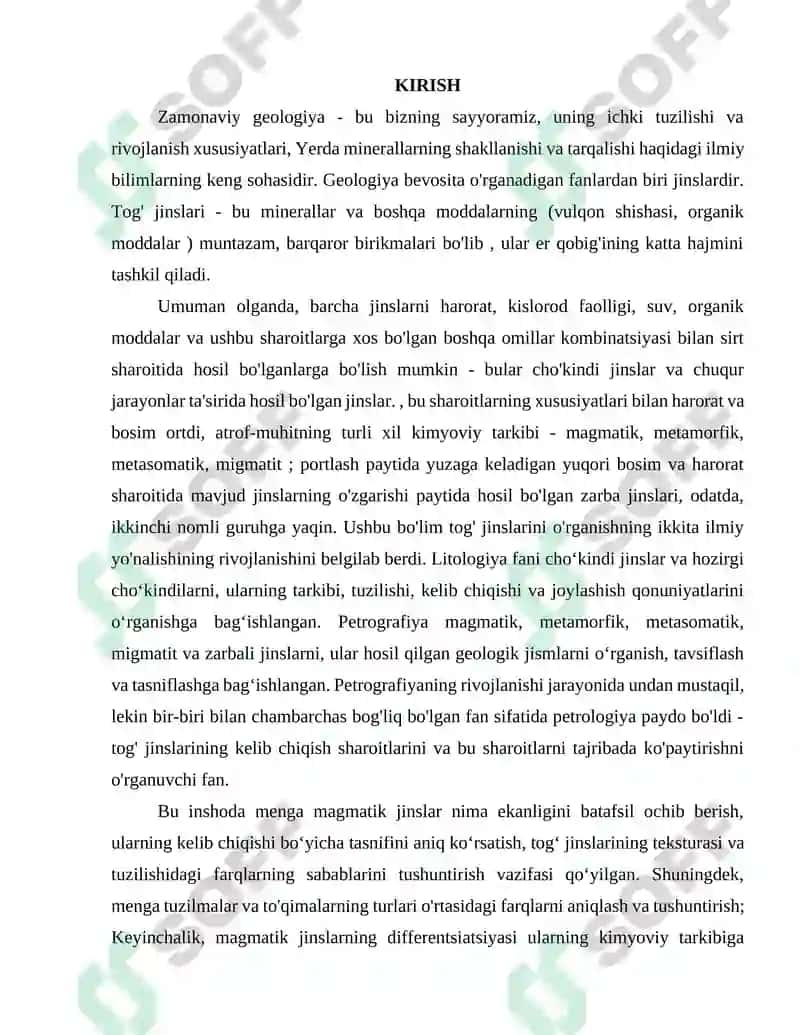Magmatik tog’ jinslari va ularning xarakteristikasi 3
