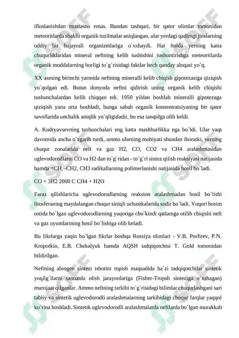 Neft va gazning paydo bo`lishi haqidagi nazariyalar 3