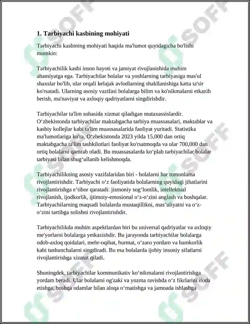 TARBIYACHI KASBI TARBIYACHILIK KASBNING AXAMYATI TARBIYACHIGA QOʻYILADIGAN TALABLAR 3