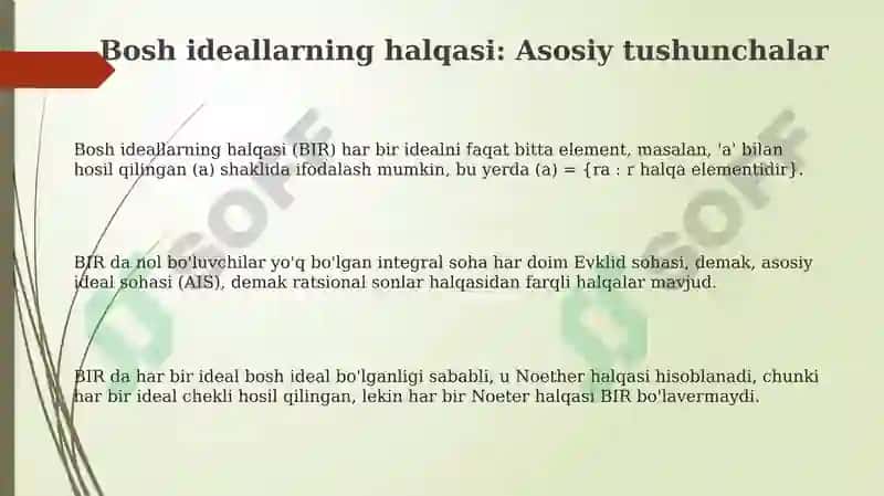 Bosh ideallar halqasi 2 3