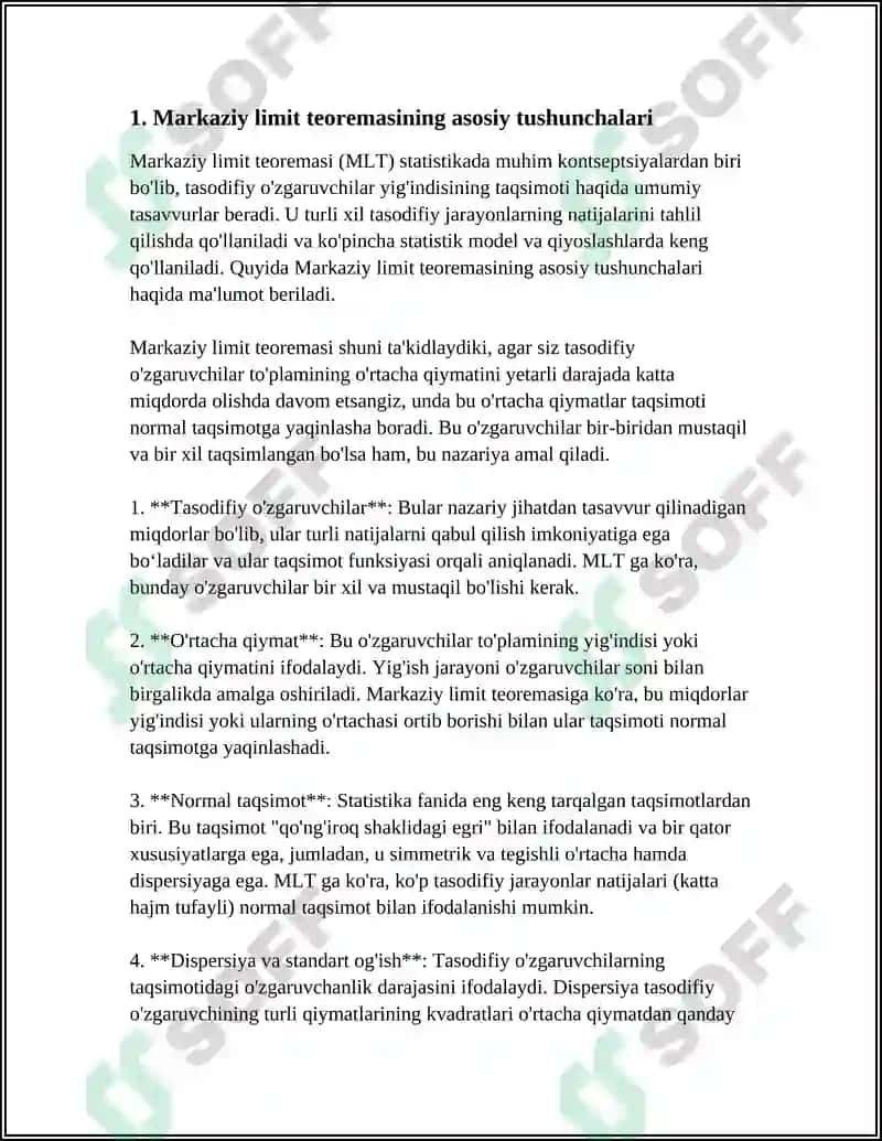 MARKAZIY LIMIT TEOREMASI VA UNING IQTISODIYOTDA TADBQLARI 3