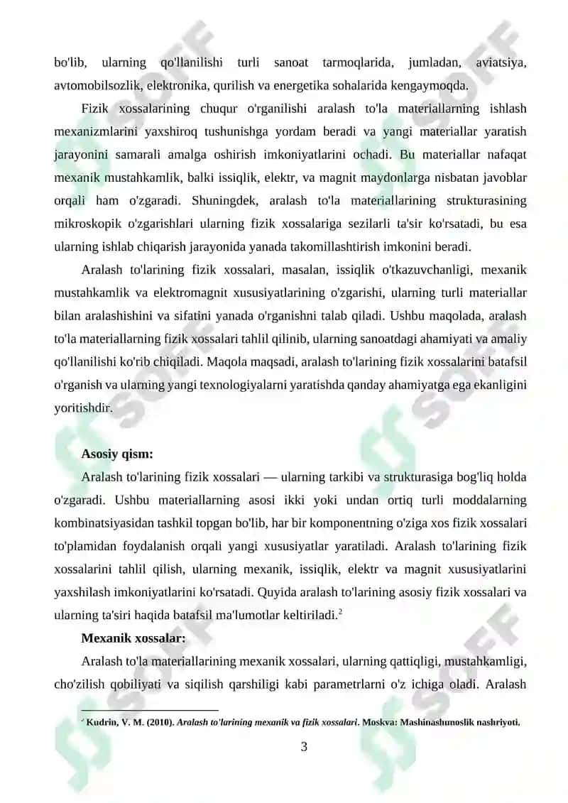 ARALASH TOLALARINI FIZIKA XOSSALARI 3