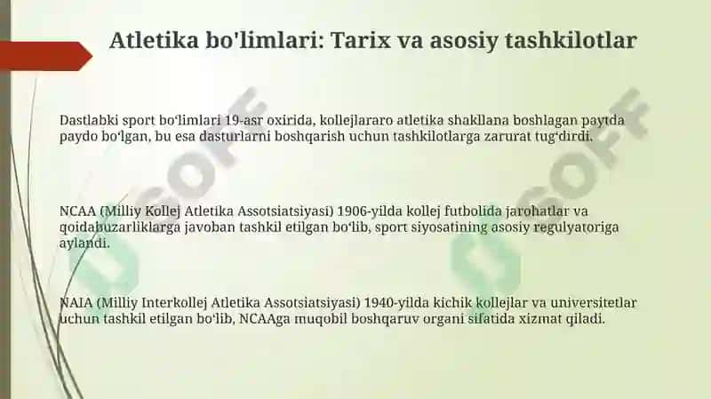 Yengilatletika boʻlimlari va ularning turkumlanishi 3