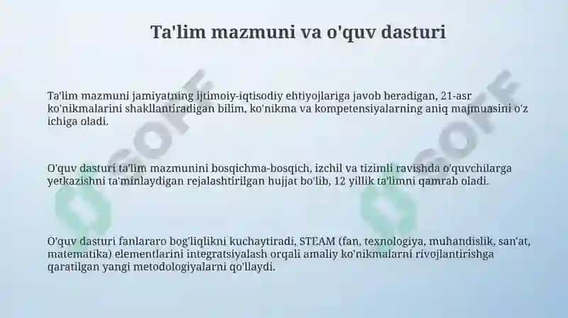 Ta‘lim mazmuni; Ta‘lim metodlari va vositalari 3