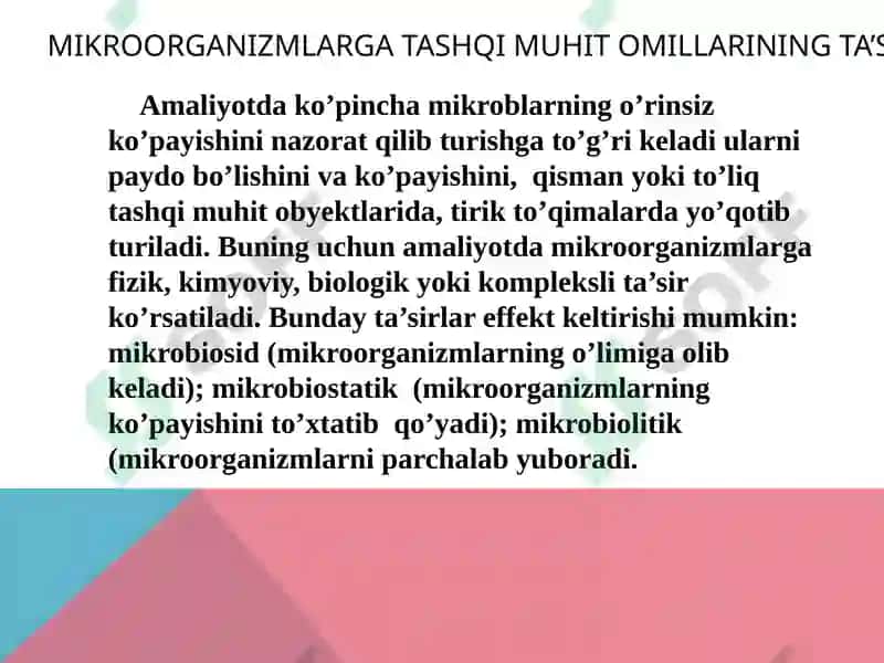Mikroorganizmlarining ta’siri 3