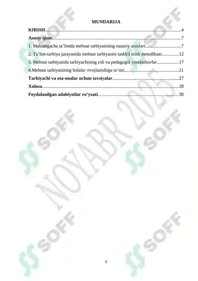 Maktabgacha ta`lim tashkilotlarida ta`lim-tarbiya jarayonini tashkil etishda mehnat tarbiyasining o`rni 3