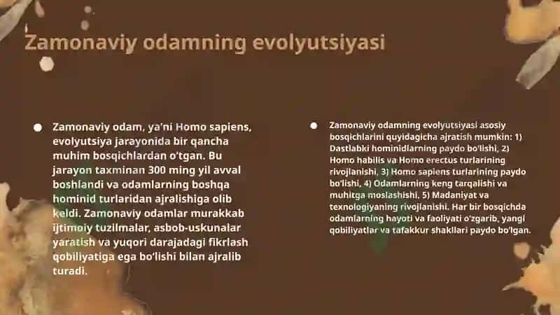 Zamonaviy odamning evolyutsiyasi va genetik o'zgarishlar 3