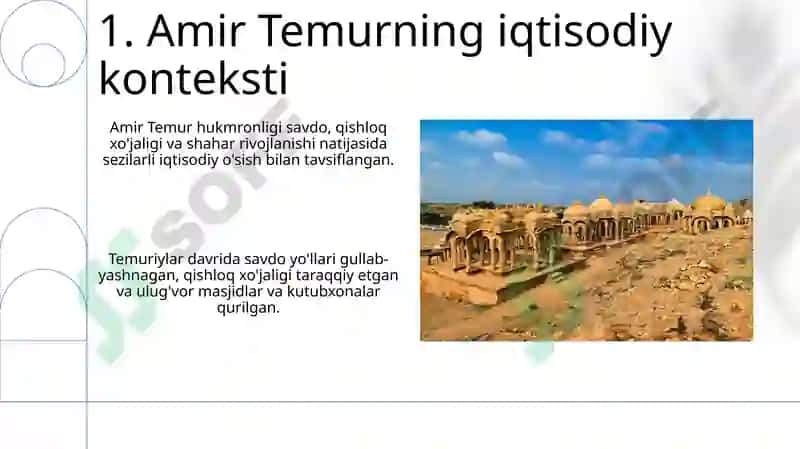 Amir Temur va temuriylar davridagi iqtisodiy g'oyalar 3