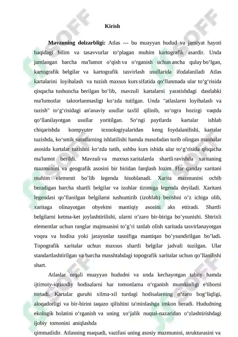 ATLAS KARTALARINI TUZISH, GEOGRAFIK ASOS ELEMENTLARINI SHAKLLANTIRISH 3