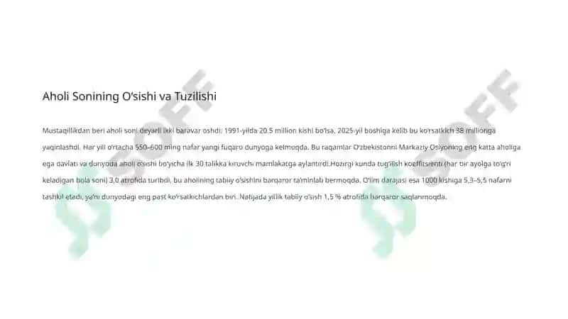 O‘zbekiston Aholi Turmush Darajasi Statistikasi 3