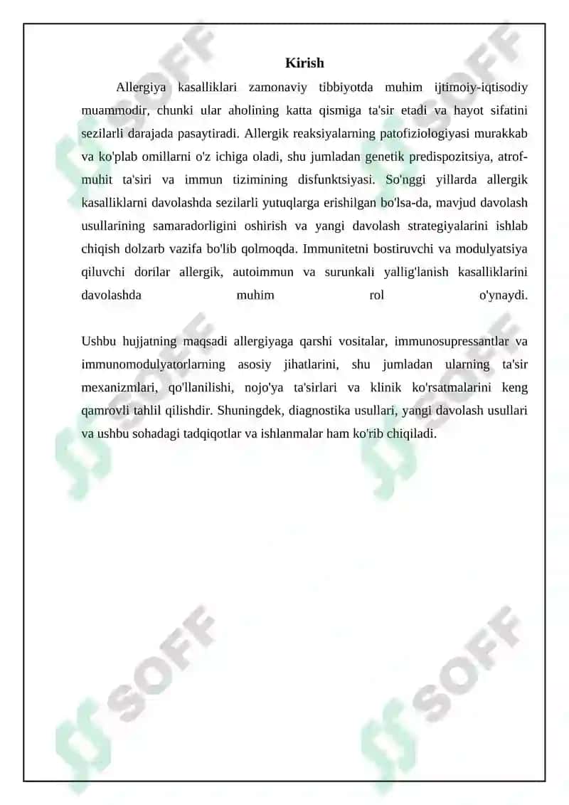 Allergiyaga qarshi vositalar: Turlari, ta'sir mexanizmlari va qo'llanilishi 3