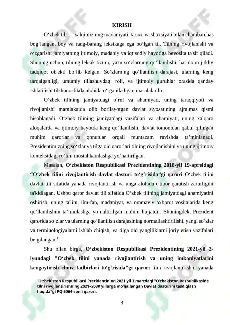 "Oʻzbek tilida soʻzlarning qoʻllanilish darajasiga koʻra turlari" 3