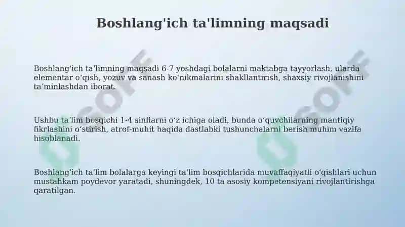 Boshlang'ich ta'limning maqsadi va vazifalari 3