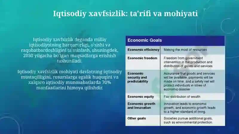 Iqtisodiy xavfsizlik tushunchasi: uning tarifi va mazmuni 3