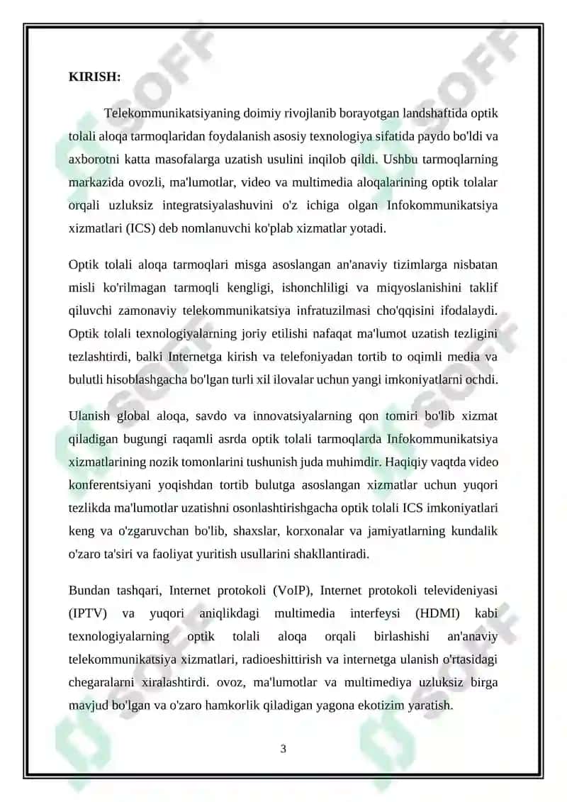 Tolali optik aloqa tarmoqlarida infokommunikatsion xizmatlar 3