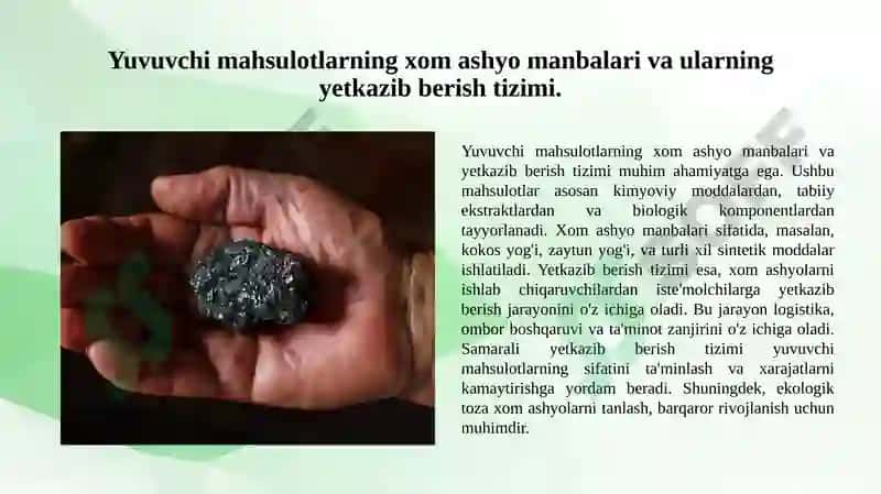 Yuvuvchi mahsulotlarning xom ashyo manbalari va ularning yetkazib berish tizimi 3