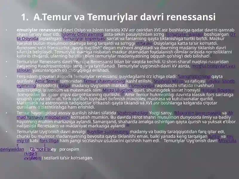 A.Temur va Temuriylar davri renessansi 3