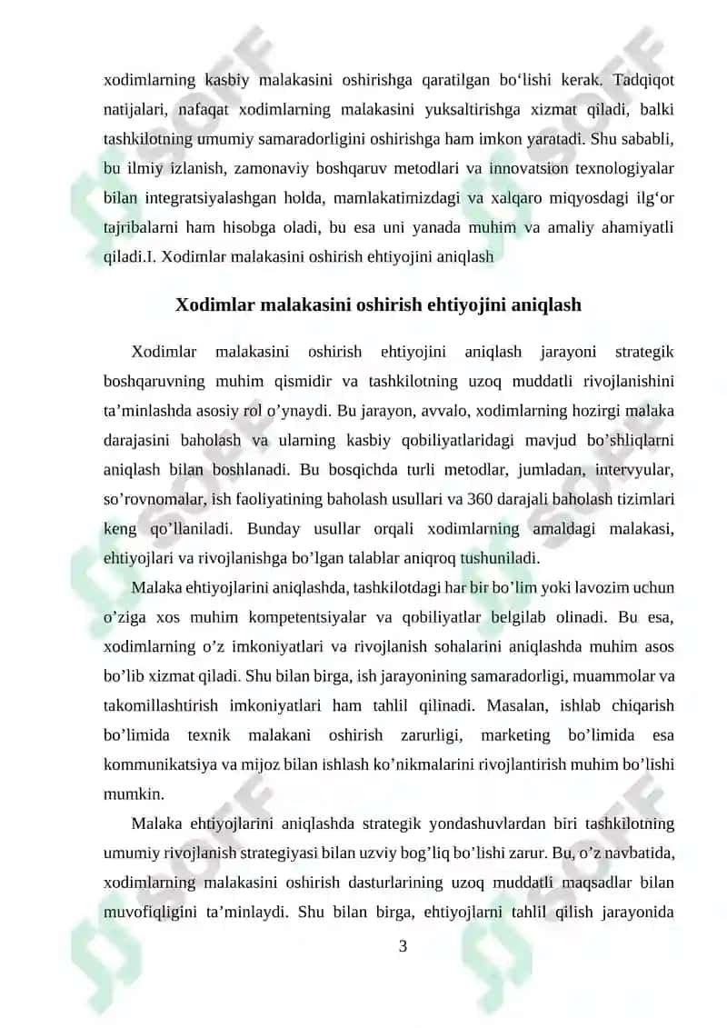 Xodimlar malakasini oshirish boʻyicha trening dasturi ishlab chiqish, muammoni aniqlash yechimlarini loyiha shaklida tayyorlash 3