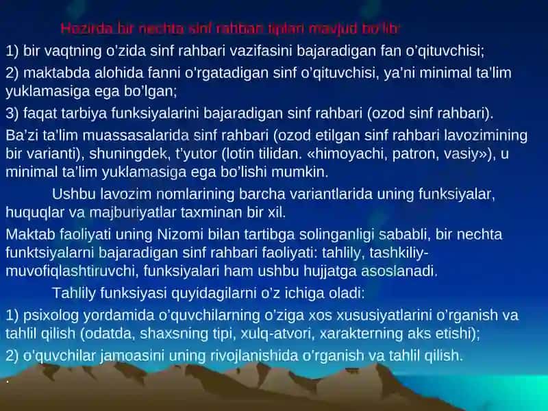 Sinf rahbarining faoliyati 3