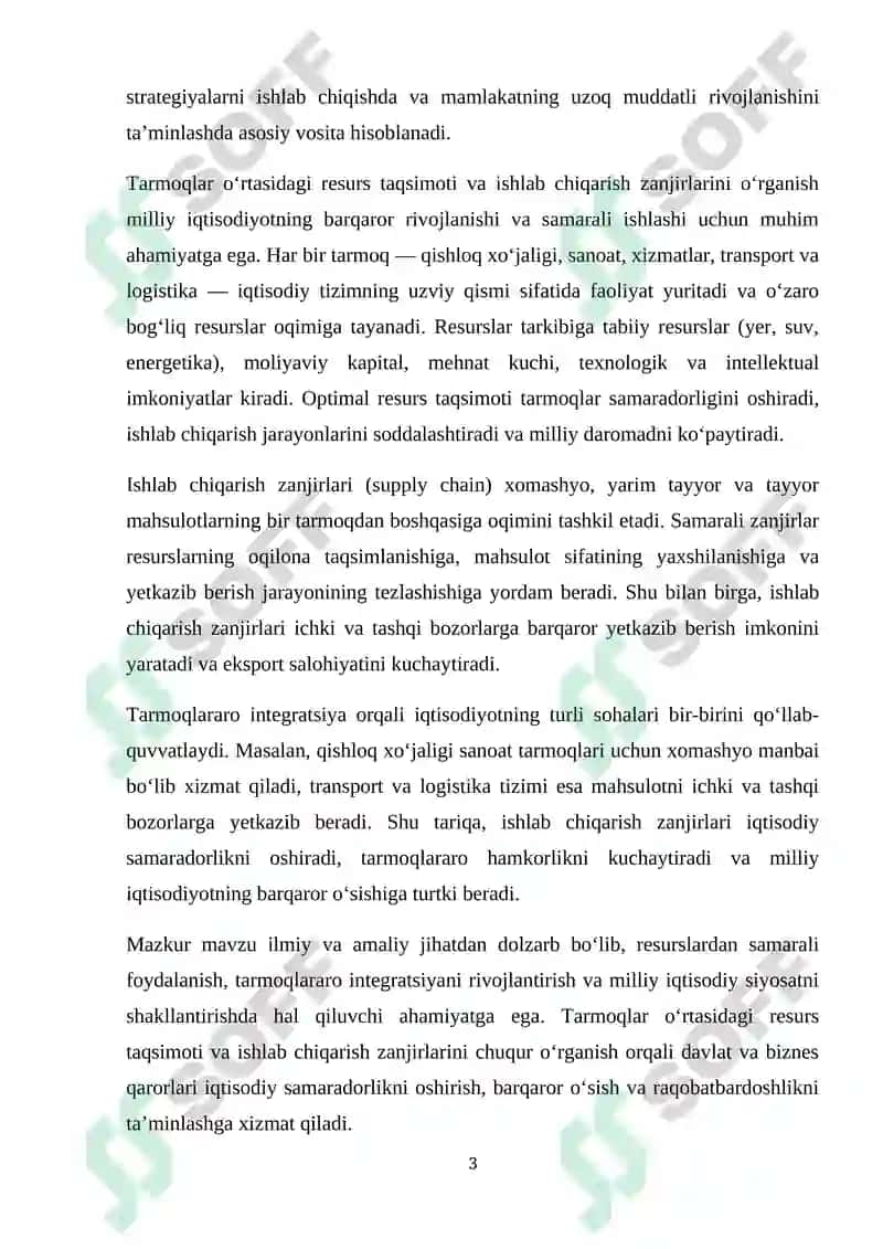TARMOQLAR OʻRTASIDAGI RESURS TAQSIMOTI VA ISHLAB CHIQARISH ZANJIRLARINI OʻRGANISH 3