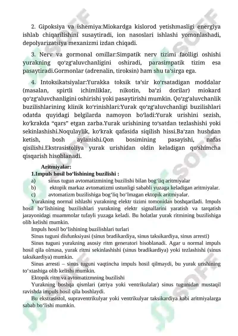 Yurak qo'zg'aluvchanligi buzilishi Patofiziologiyasi 3