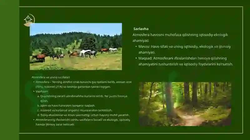 Atmosfera havosini muhofaza qilishni iqtisodiy-ekologik ahamiyati 3