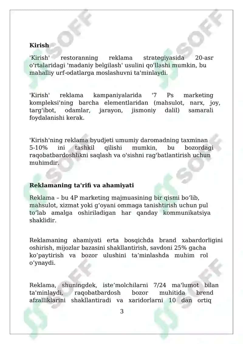Restoran biznesini rivojlantirishda reklamaning òrni 3