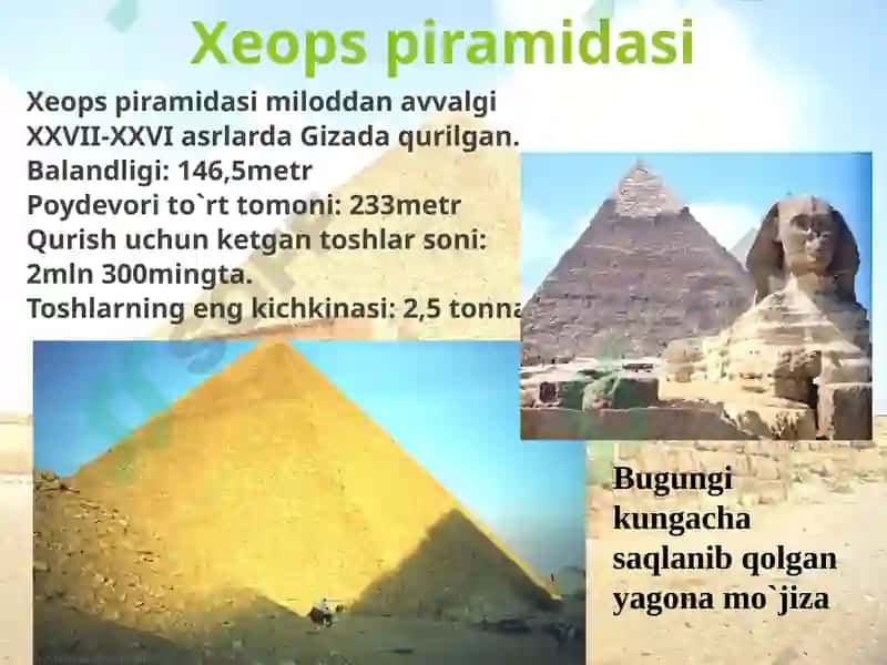 Qadimgi dunyoning yetti mo`jizasi Дунёнинг етти мужизаси 3
