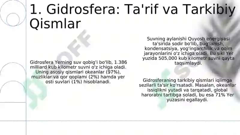 Gidrosfera va uning tarkibiy qismlari 3