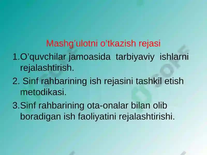 Sinf rahbarining namunaviy yillik ish rejasini tuzish metodikasi 3
