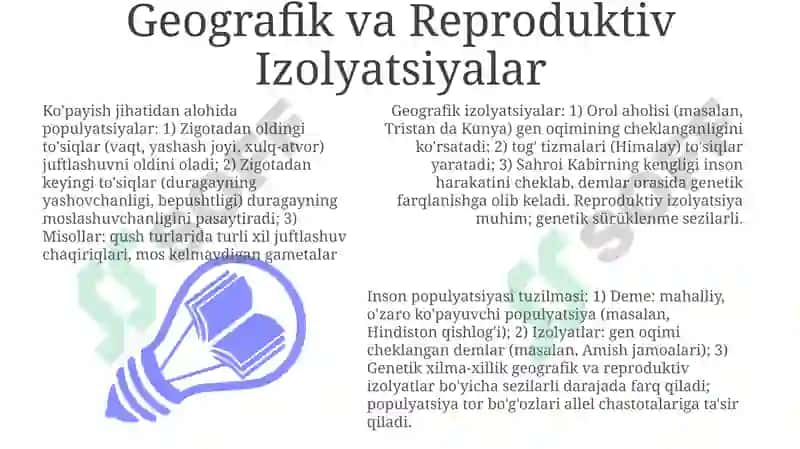 Geografik va Reproduktiv Izolyatsiyalar 3