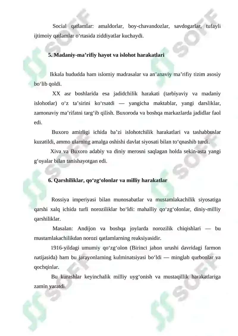 XIX ASRNING IKKINCHI YARMI — XX ASRNING BOSHLARIDA BUXORO AMIRLIGI VA XIVA XONLIGI 3