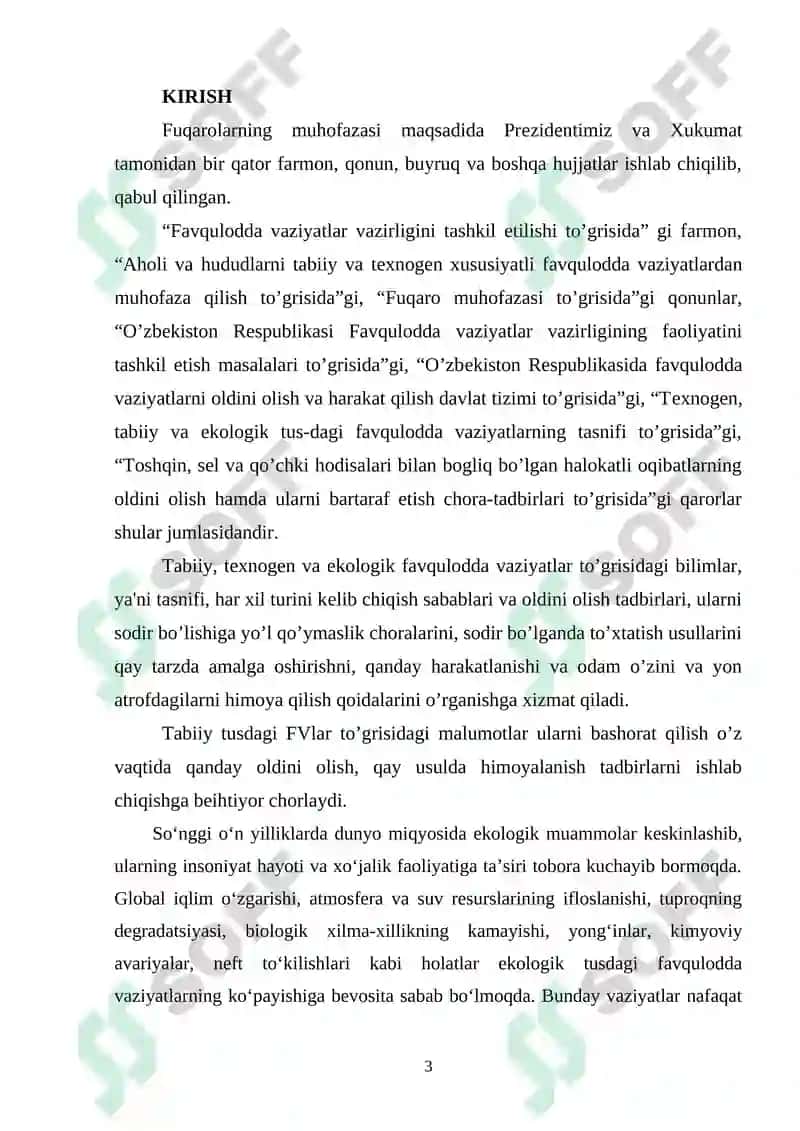 EKOLOGIK TUSDAGI FAVQULODDA VAZIYATLAR VA ULARNING OLDINI OLISH CHORALARI. 3
