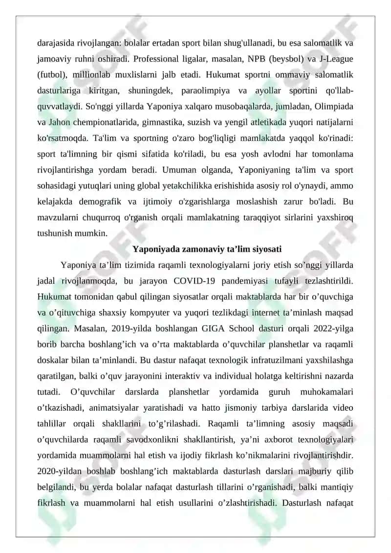 Yaponiya davlatida Ta’limni rivojlanishi va Yapanoyida sportni rivojlanishi 3