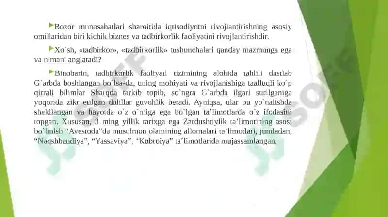 Kichik biznes va xususiy tadbirkorlik rivoji 3