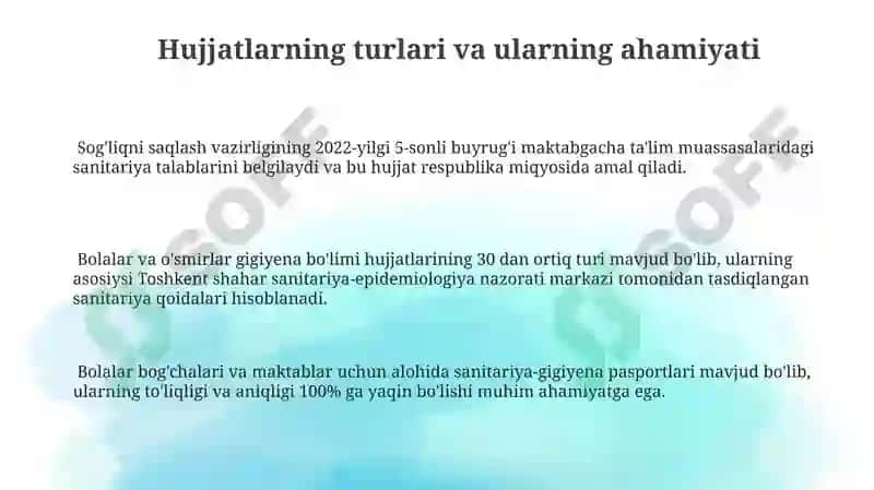 Bolalar va O'smirlar Gigiena Bo'limi Rasmiy Hujjatlari 3