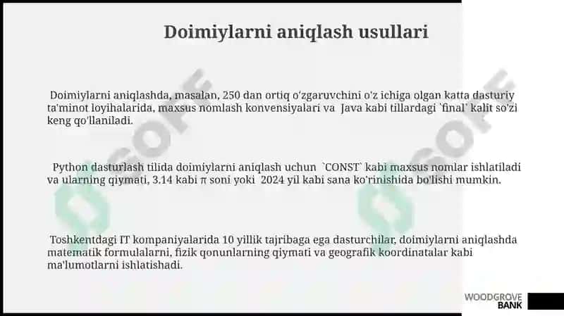Doimiylar 3