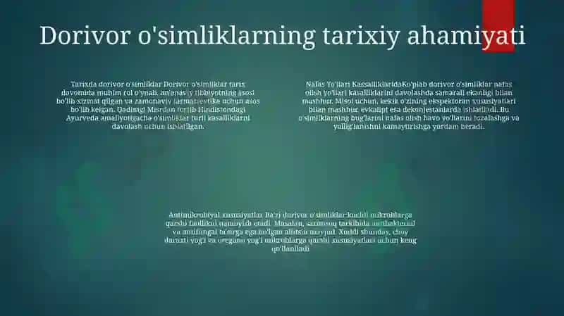 Nafas Yo'Llari Kassalliklarida Va Mikroblarga Qarshi Qo'Llaniladigan Dorivor O'Simliklar 3
