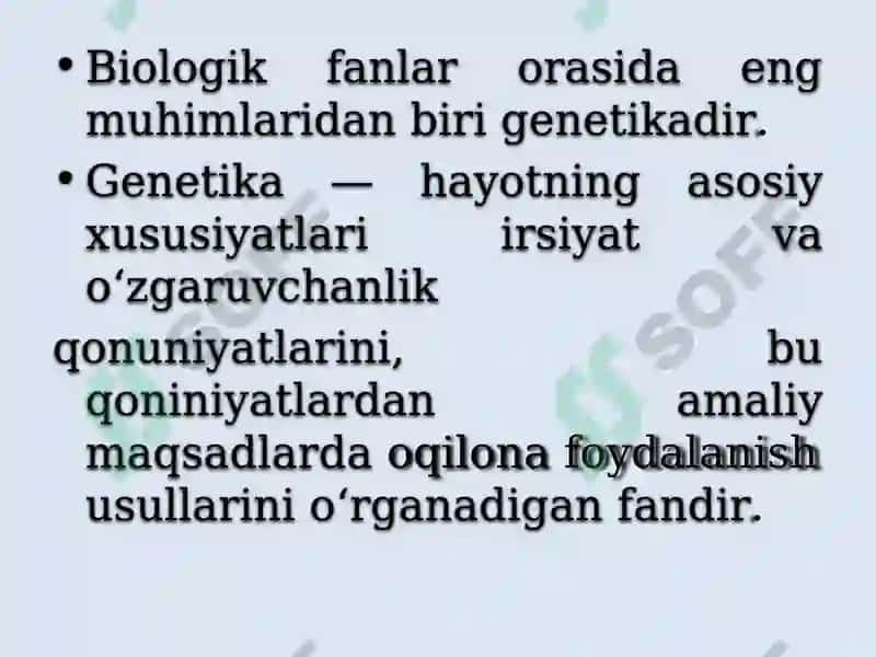 Umumiy genetika.Irsiyat vao‘zgaruvchanlik qonuniyatlari 3