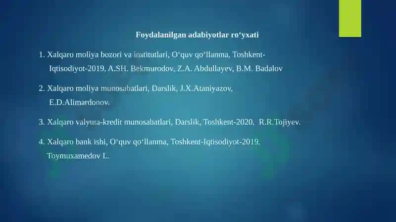 Xalqaro kredit munosabatlari 3