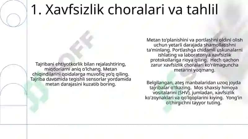 Metan bo'yicha tajribalar o'tkazish 3