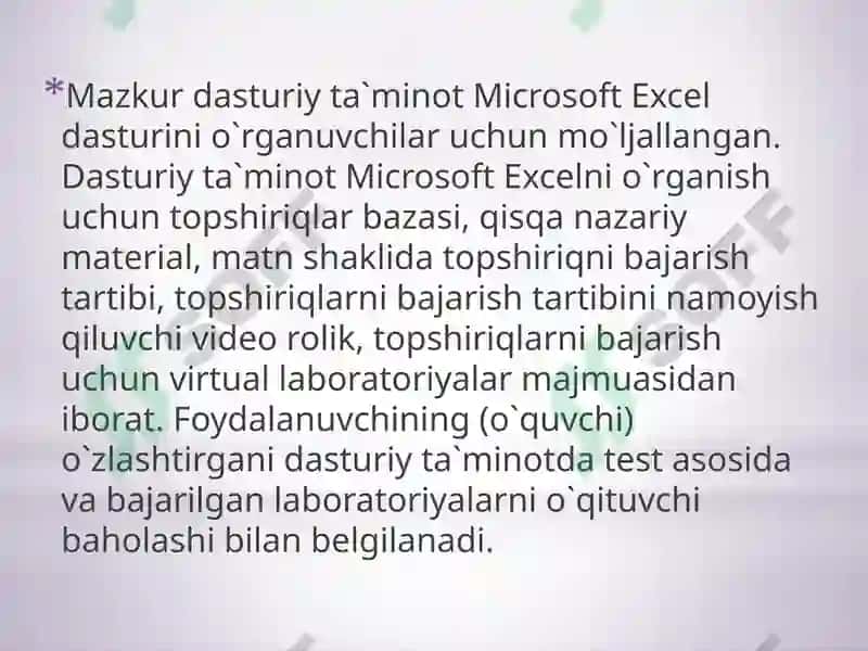 Microsoft Excel dan foydalanishni o'rganish uchun dasturiy ta'minot 3