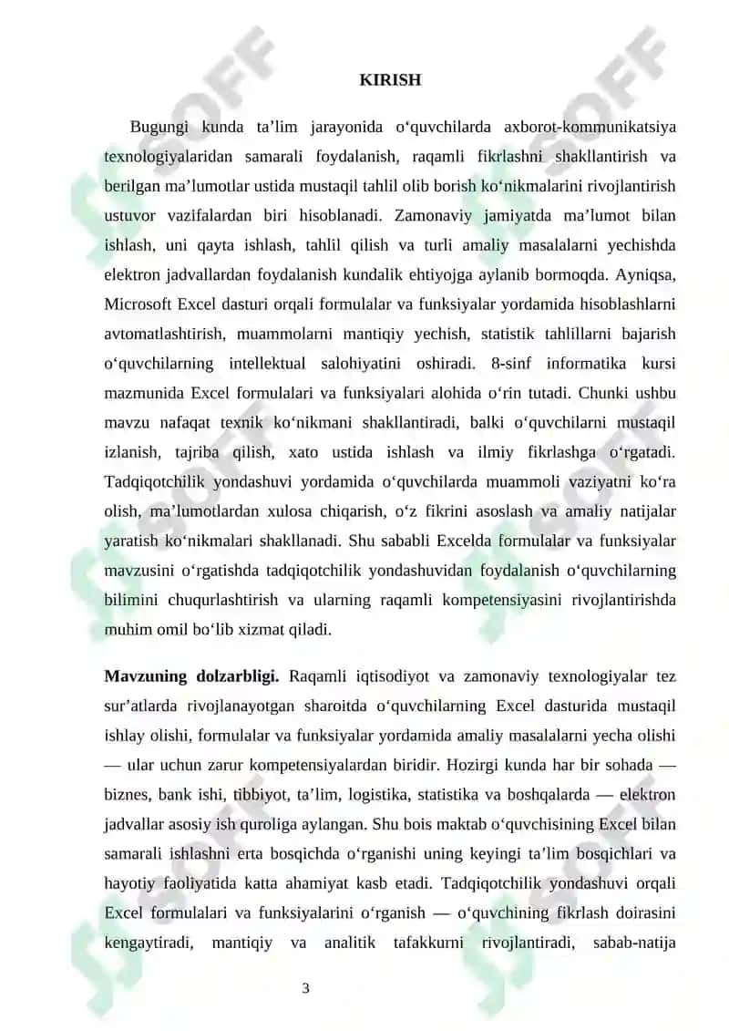 "8 - sinfda Excelda formulalar va funksiyalar" 3