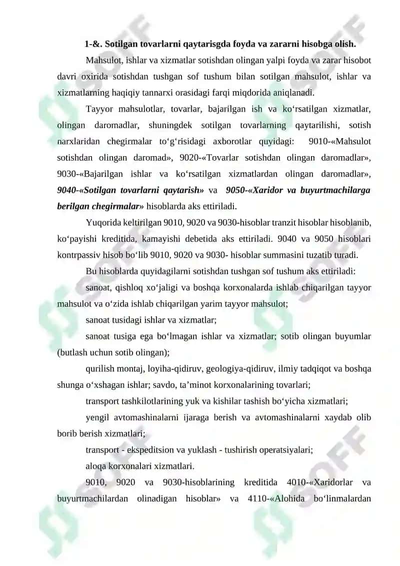 Sotilgan yoki sotib olingan tovarlarning qaytarilishi hamda xaridor va buyurtmachilarga berilgan chegirmalar 3