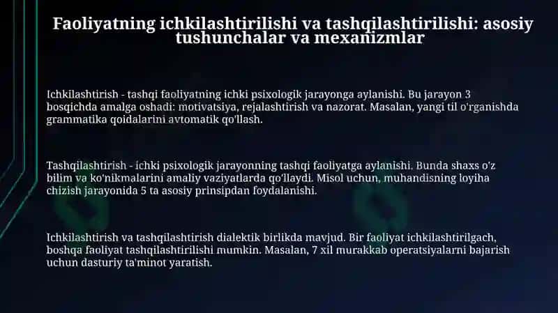 Faoliyatning interiorizatsiyasi va eksteriorizatsiyasi 3