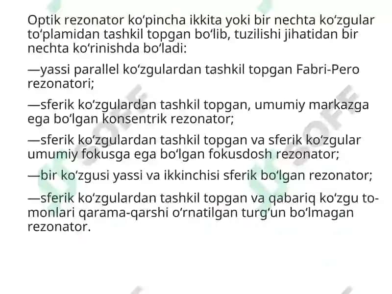 Lazer asbobining rezonatori 3