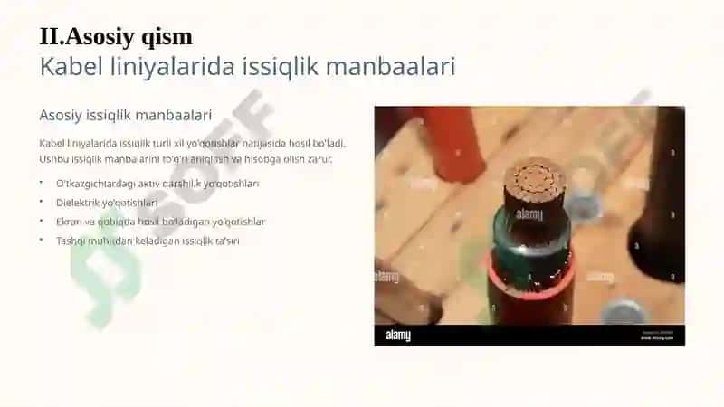 Kabelliniyalarida issiqlik rejimi va issiqlik o‘tkazuvchanlik hisoblari 3